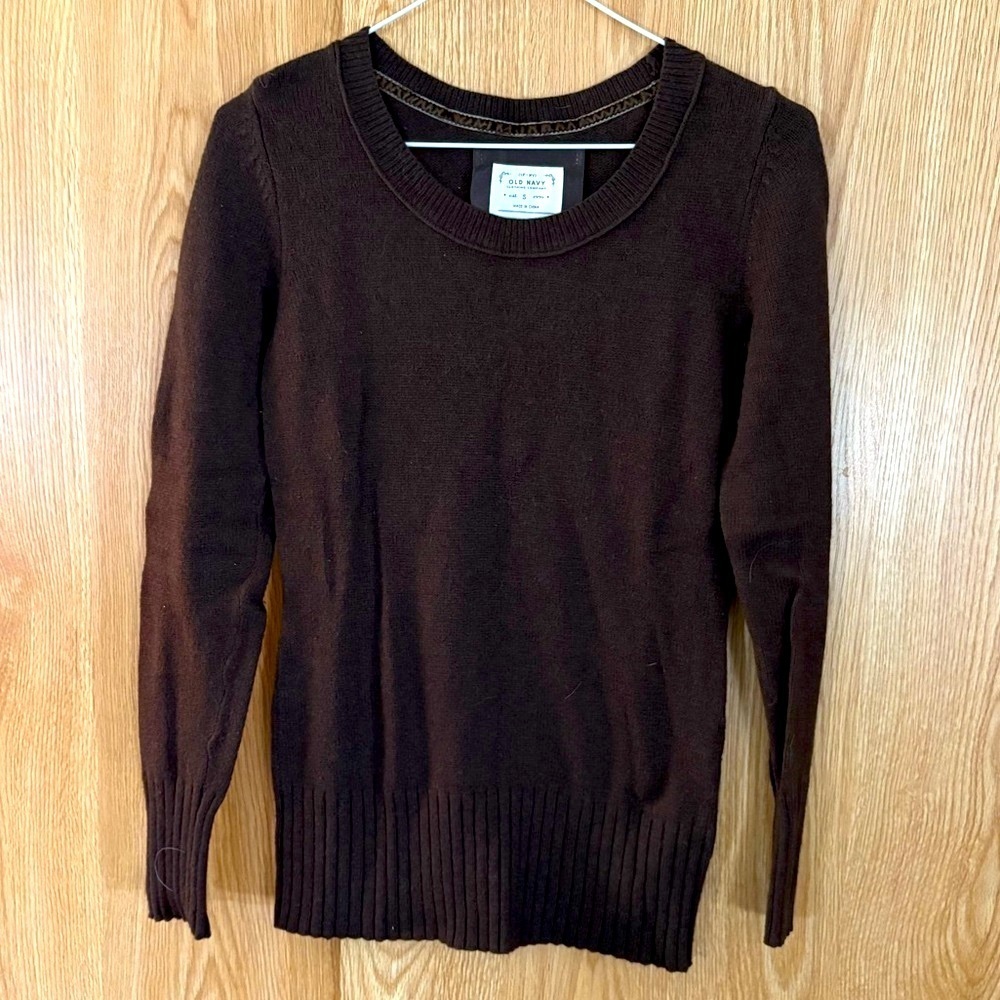 Old Navy Wool/ Angora Chocolate Brown Pullover Crew Sweater